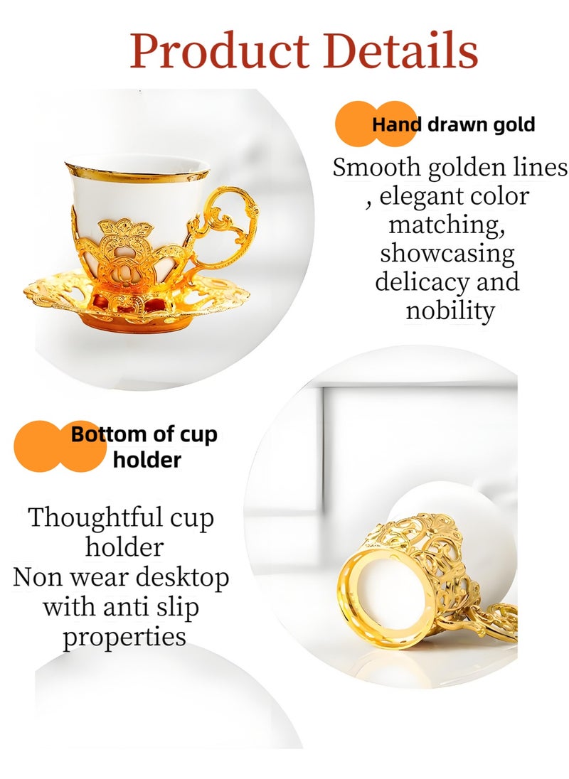 24K gold powder coloring Ceramic Coffee Cup Gift Box (6 cups, 6 plates)