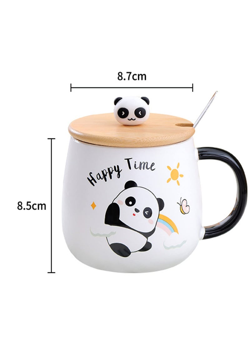 Panda Mug With Lid Cute Coffee Mug Panda Gift 400ml Ceramic Tea Mug With Spoon & Coaster Cute Tea Coffee Mugs Birthday Gift For Women Men Boyfriend Boys