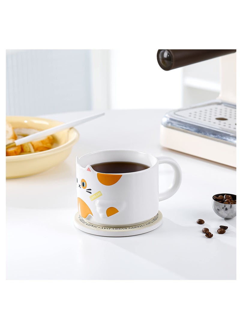 Cute Stackable Cat Mug Set for Cat Lovers, Fun Cartoon Design Coffee Mugs, Perfect Gift for Parties, 10 oz Set of 4