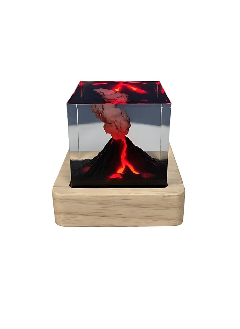 Volcano Lava Night Lights, Handmade Volcano Eruption Ornament, 3D Mini Lava Lamp Epoxy Resin Night Light, Room Decoration for Home Living Room Bedroom Desk, Creative Gifts for Kids