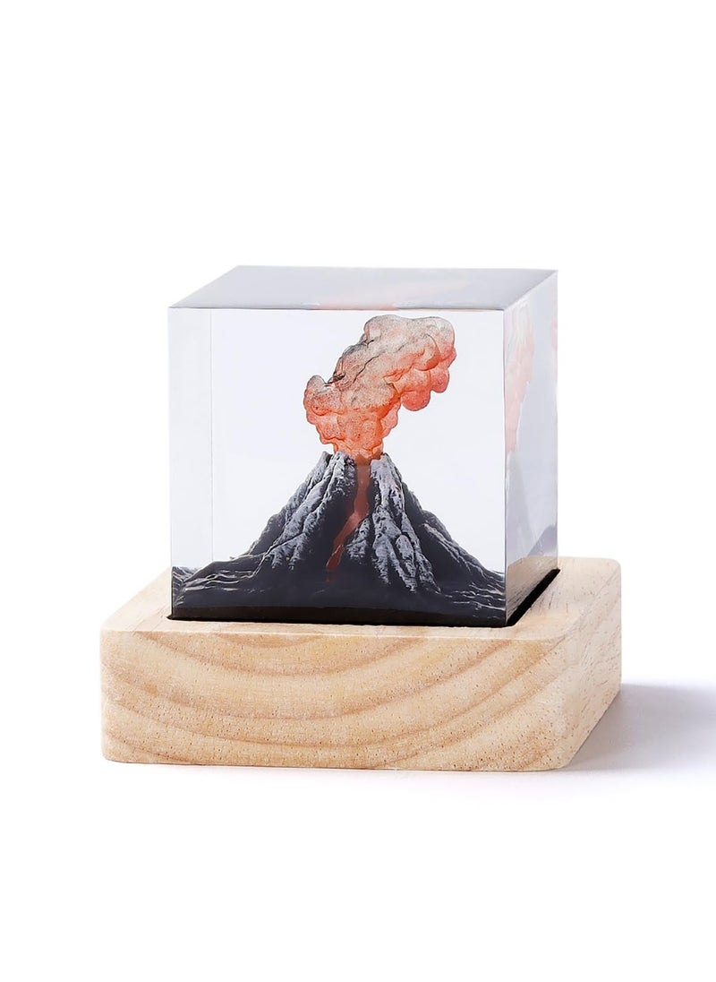 Volcano Lava Night Lights, Handmade Volcano Eruption Ornament, 3D Mini Lava Lamp Epoxy Resin Night Light, Room Decoration for Home Living Room Bedroom Desk, Creative Gifts for Kids