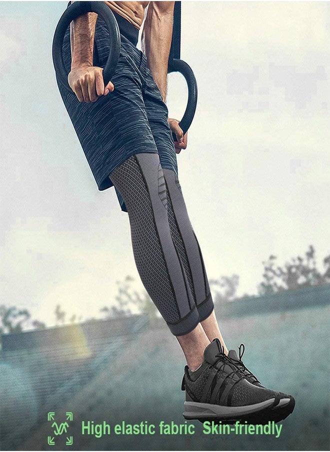Leg Compression Sleeve Full Leg 2 Pack Long Knee Brace for Men Women Knee Support Protector for Running Weightlifting Workout Joint Pain Relief Meniscus Tear Arthritis Tendinitis