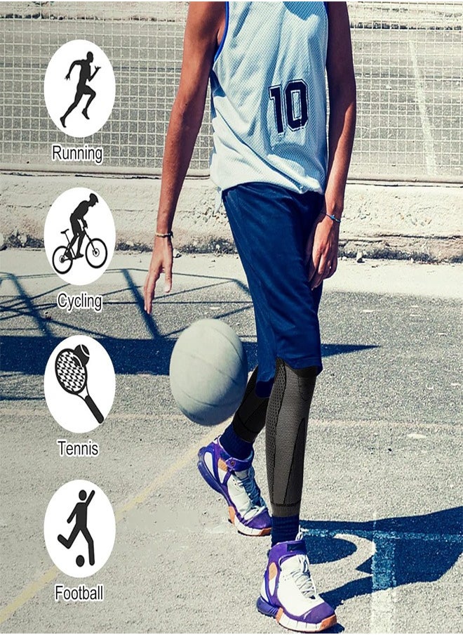 Leg Compression Sleeve Full Leg 2 Pack Long Knee Brace for Men Women Knee Support Protector for Running Weightlifting Workout Joint Pain Relief Meniscus Tear Arthritis Tendinitis