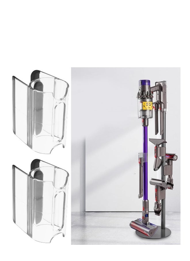 Attachment Clip Holder, Compatible with Dyson V6 V7 V8 V10 V11 V12 V15 Vacuum Cleaner Storage Rack Bracket Organizer Accessories, Unique Transparent Design, Luxurious and Delicate (2PCS)