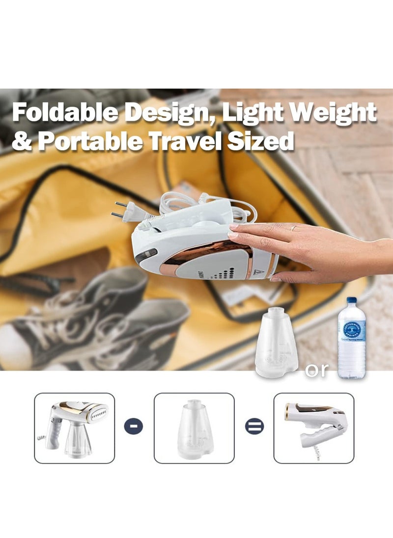 Clothes Steamer, 1600W High Power Handheld Steamer, Portable Foldable Travel Garment Steamer, Three Speed ​​Adjustable Garment Steamer with Removable 250ml Water Tank, 20s Fast Heating