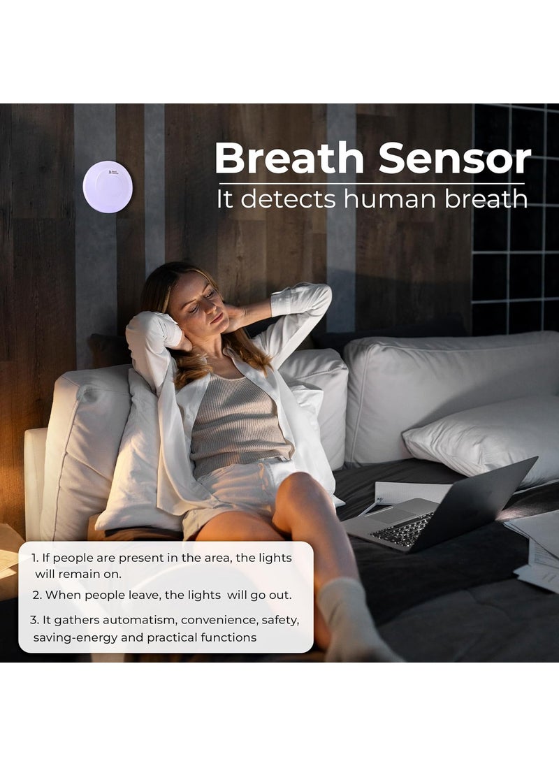 Blackt Electrotech BT34P Real Presence Sensor High Frequency Microwave Motion Sensor with Breath Detection 360 Detection Energy Saving Light Control 500W for Home and Office Celing Mount