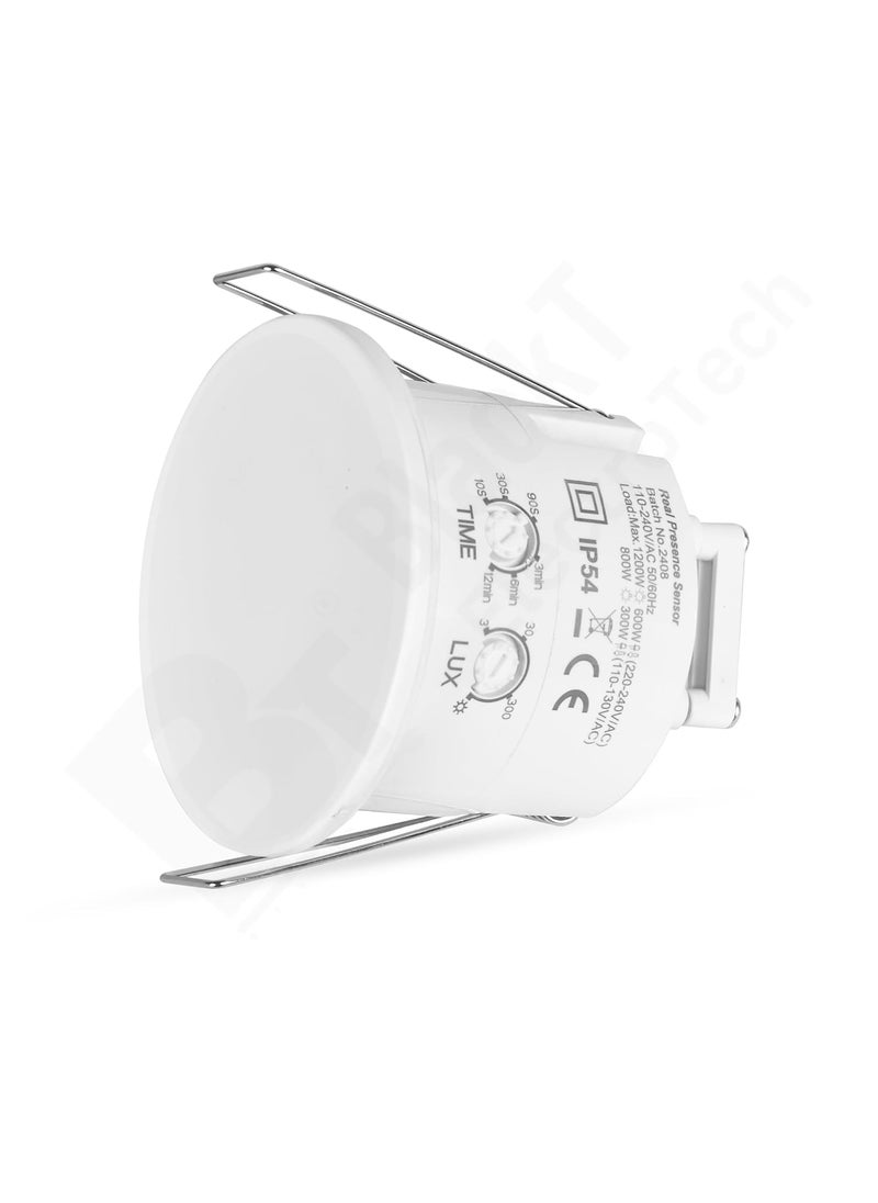 Blackt Electrotech BT34P Microwave Real Presence Sensor High Frequency Motion Sensor with Breath Detection 360 Detection Range Energy Saving Light Control for Home and Office Concealed
