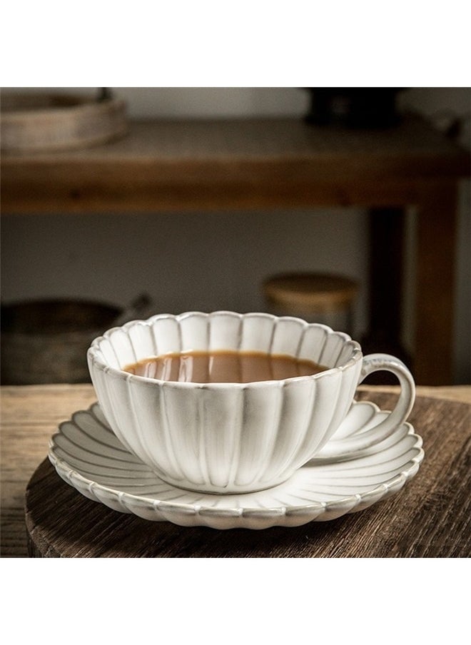 Tea Cup And Saucer Set，1 Set Ceramic Set Coffee White Travel Ceramics Pottery Cup