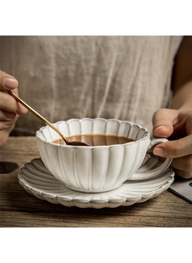 Tea Cup And Saucer Set，1 Set Ceramic Set Coffee White Travel Ceramics Pottery Cup