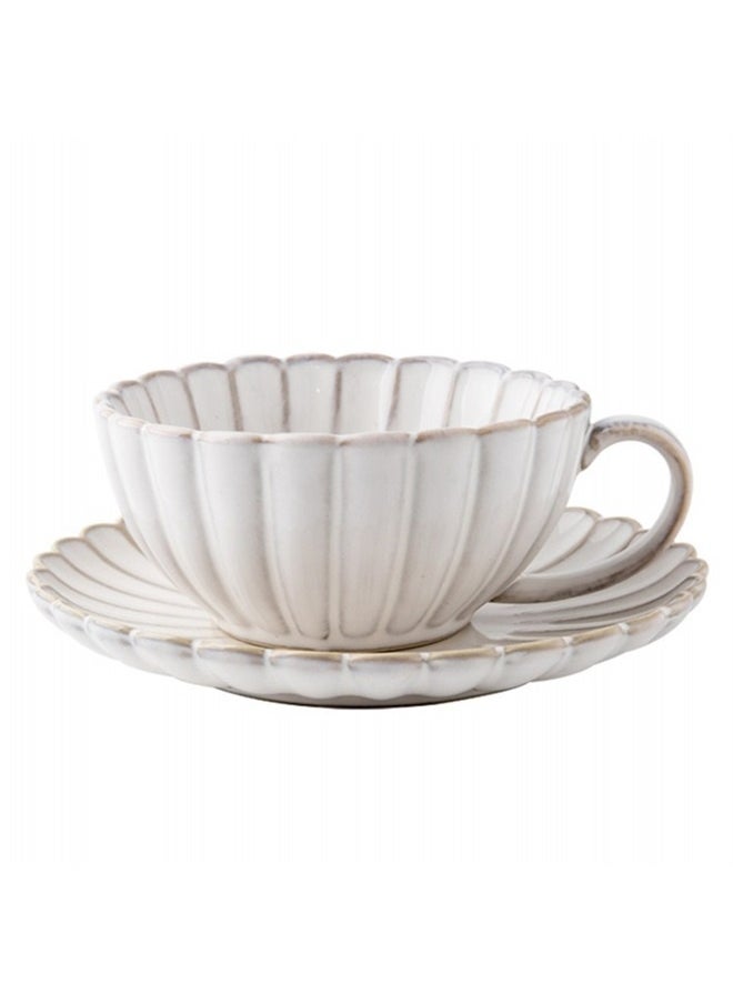 Tea Cup And Saucer Set，1 Set Ceramic Set Coffee White Travel Ceramics Pottery Cup