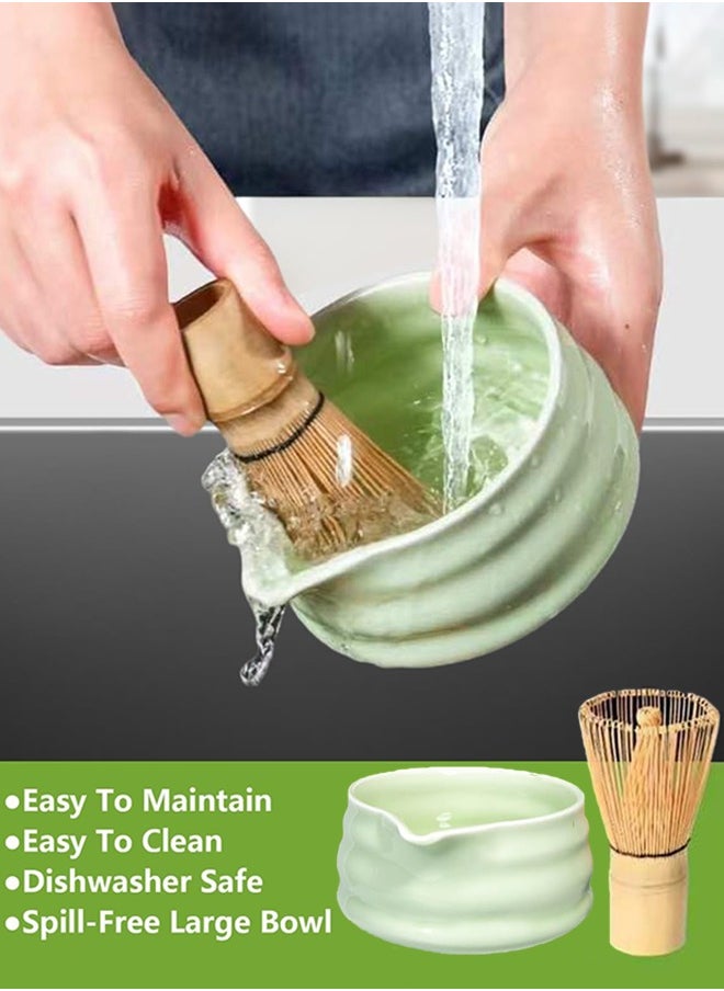Matcha Set and Bowl, Matcha Making Kit Whisk, Bowl With Spout, Sifter, Ceramic Whisk Holder, Spoon Japanese Tea Powder Starter Tools For Ceremony Gift（7 pack）