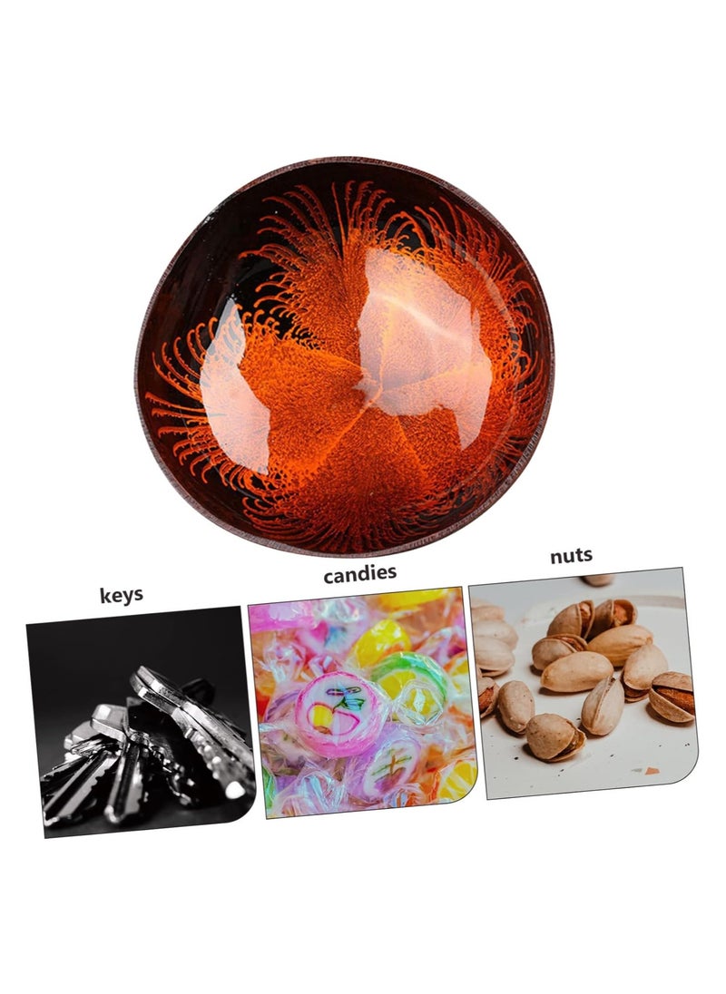 6 Pcs Natural Coconut Bowl Key Bowl for Entryway Table Candy Container Nuts Holder Fruits Dry Snack Storage Bowl Round Handcrafted Bowl for Home Decoration