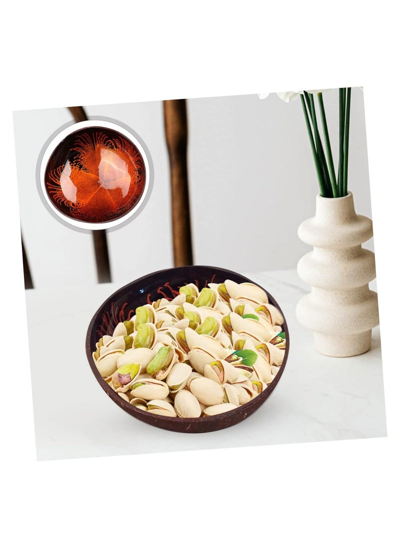 6 Pcs Natural Coconut Bowl Key Bowl for Entryway Table Candy Container Nuts Holder Fruits Dry Snack Storage Bowl Round Handcrafted Bowl for Home Decoration