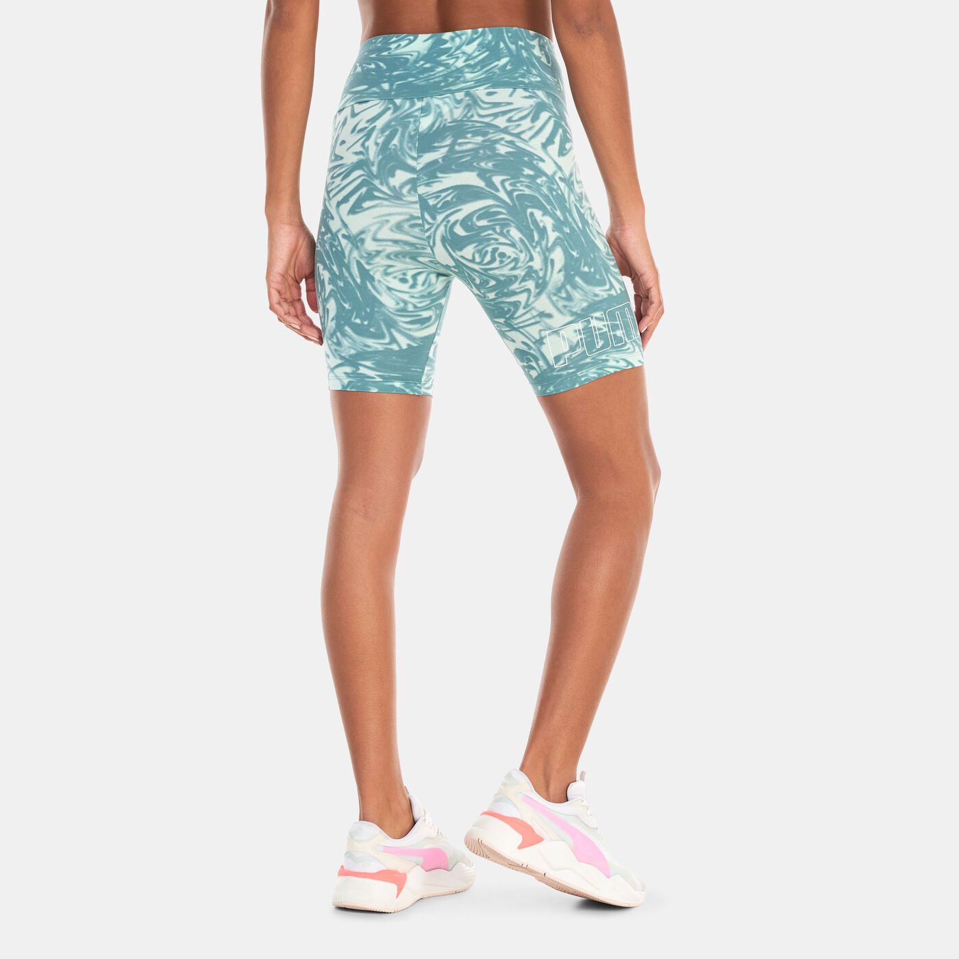 Women's POWER Allover Print 7-Inch High Waist Bike Shorts