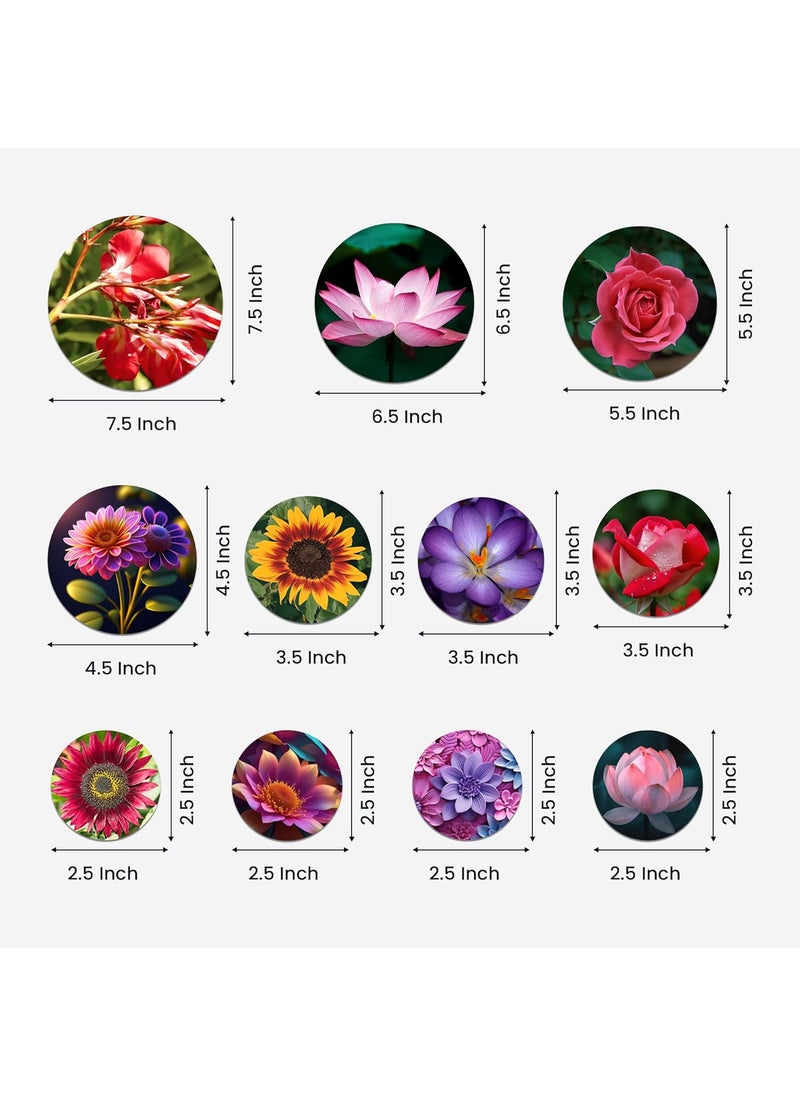 BookYourGIFT Beautiful Flower Wooden Wall Plates For Home DecorPack Of 11