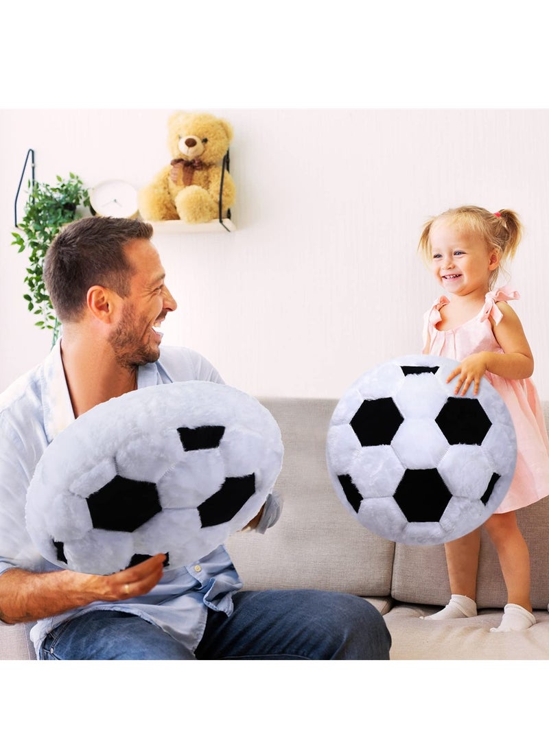 Soccer Throw Pillow, 2Pcs Soft Stuffed Cushion, Sports Toy Pillow, Cute Shaped Sports Decor Round Plush Pillow, Sport Theme Cushion Stuffed Pillow for Bedroom Sofa Decoration Children's Gifts