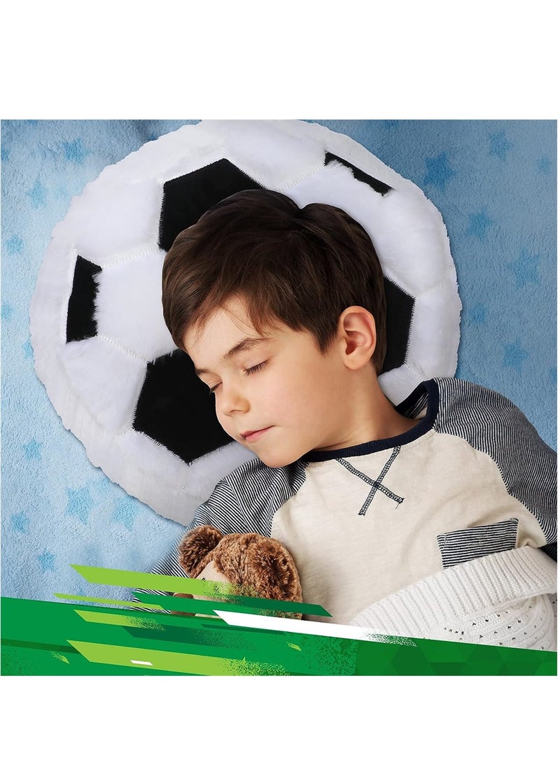 Soccer Throw Pillow, 2Pcs Soft Stuffed Cushion, Sports Toy Pillow, Cute Shaped Sports Decor Round Plush Pillow, Sport Theme Cushion Stuffed Pillow for Bedroom Sofa Decoration Children's Gifts