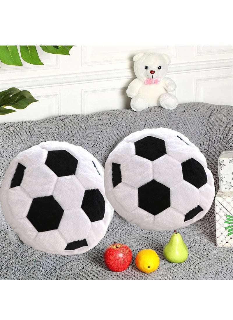 Soccer Throw Pillow, 2Pcs Soft Stuffed Cushion, Sports Toy Pillow, Cute Shaped Sports Decor Round Plush Pillow, Sport Theme Cushion Stuffed Pillow for Bedroom Sofa Decoration Children's Gifts
