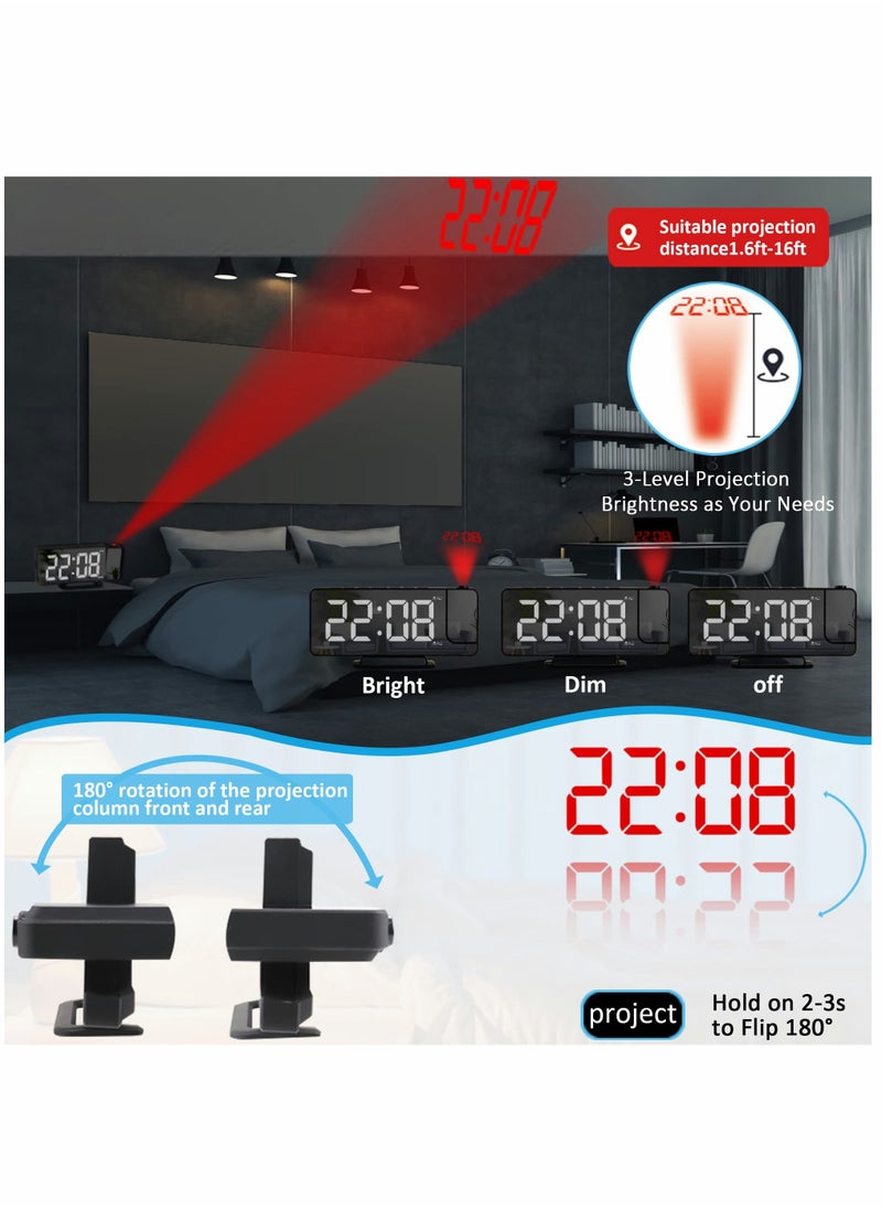 Projection Alarm Clock LED Digital Alarm Clock Mirror Alarm Clock