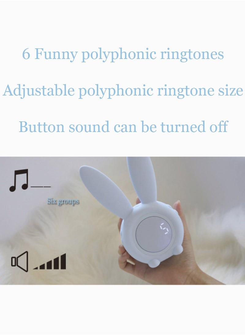 Blue Rabbit Alarm Clock, SYOSI Luminous Rabbit Alarm Clock Cartoon Rabbit Lamp LED Silicone Bed Light Multifunctional Home Desktop Decorations Timed Night Light for Kids with Lithium Battery