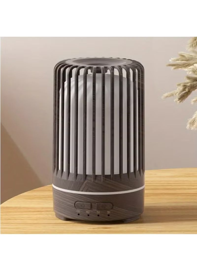 Aroma Diffuser with Colorful LED Night Light, 5.07oz Essential Oil Humidifier, USB Powered, Cool Mist, Timer, Multiple Spray Modes for Home Office Cafe - Polypropylene & ABS Material (Brown Woodgrain Color)