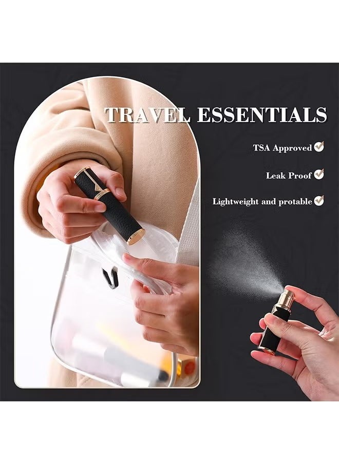 Perfume Bottles Empty Refill, Perfume Atomizer, Refillable Portable Mini Perfume Atomizer, Perfume Spray bottle Atomizer for Travel, Leaking Proof, Luxury Leather, 5ml (Black)
