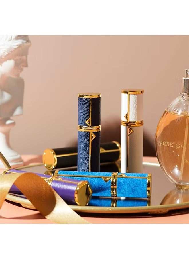 Perfume Bottles Empty Refill, Perfume Atomizer, Refillable Portable Mini Perfume Atomizer, Perfume Spray bottle Atomizer for Travel, Leaking Proof, Luxury Leather, 5ml (Dark Blue)