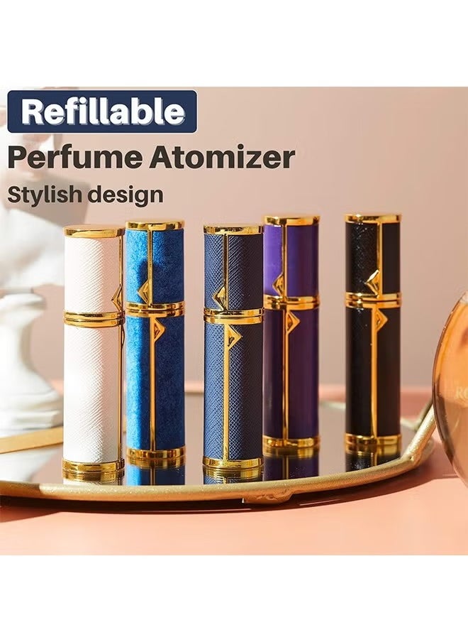 Perfume Bottles Empty Refill, Perfume Atomizer, Refillable Portable Mini Perfume Atomizer, Perfume Spray bottle Atomizer for Travel, Leaking Proof, Luxury Leather, 5ml (Dark Blue)