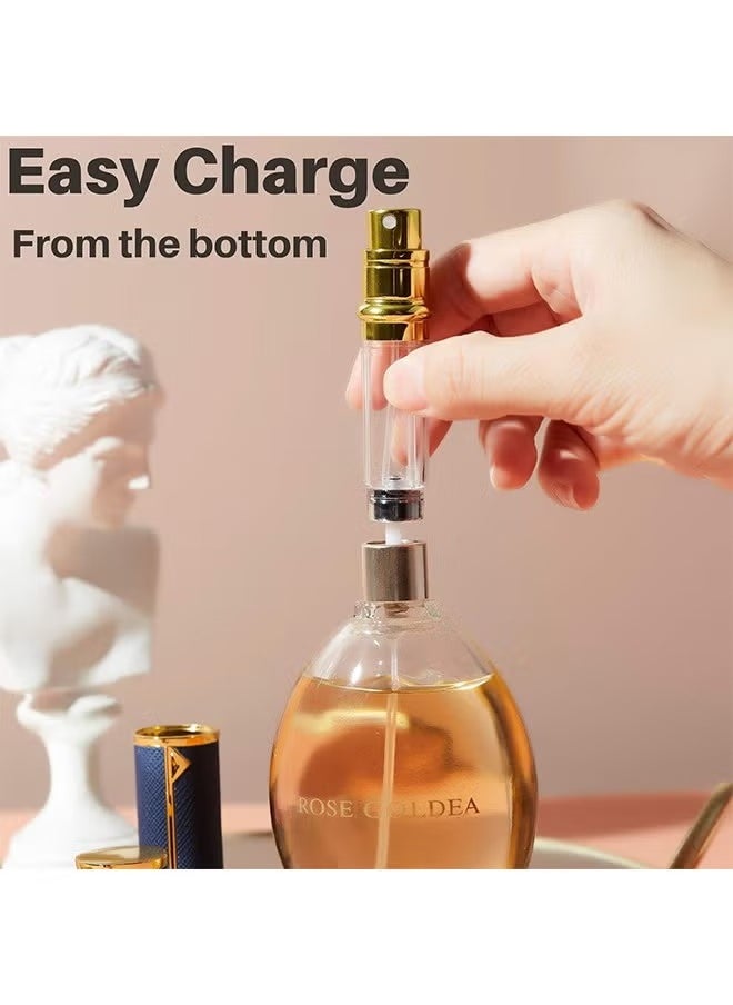 Perfume Bottles Empty Refill, Perfume Atomizer, Refillable Portable Mini Perfume Atomizer, Perfume Spray bottle Atomizer for Travel, Leaking Proof, Luxury Leather, 5ml (Dark Blue)