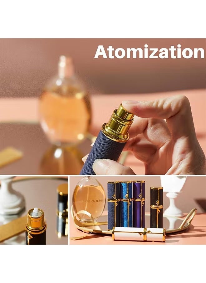 Perfume Bottles Empty Refill, Perfume Atomizer, Refillable Portable Mini Perfume Atomizer, Perfume Spray bottle Atomizer for Travel, Leaking Proof, Luxury Leather, 5ml (Dark Blue)