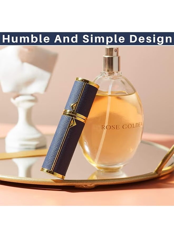 Perfume Bottles Empty Refill, Perfume Atomizer, Refillable Portable Mini Perfume Atomizer, Perfume Spray bottle Atomizer for Travel, Leaking Proof, Luxury Leather, 5ml (Dark Blue)