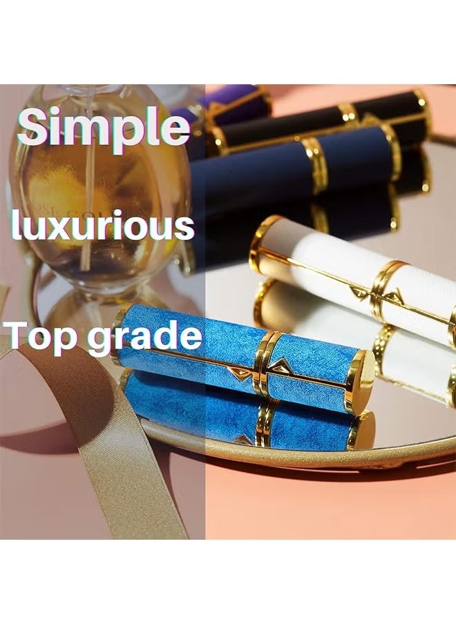 Perfume Bottles Empty Refill, Perfume Atomizer, Refillable Portable Mini Perfume Atomizer, Perfume Spray bottle Atomizer for Travel, Leaking Proof, Luxury Leather, 5ml (Dark Blue)
