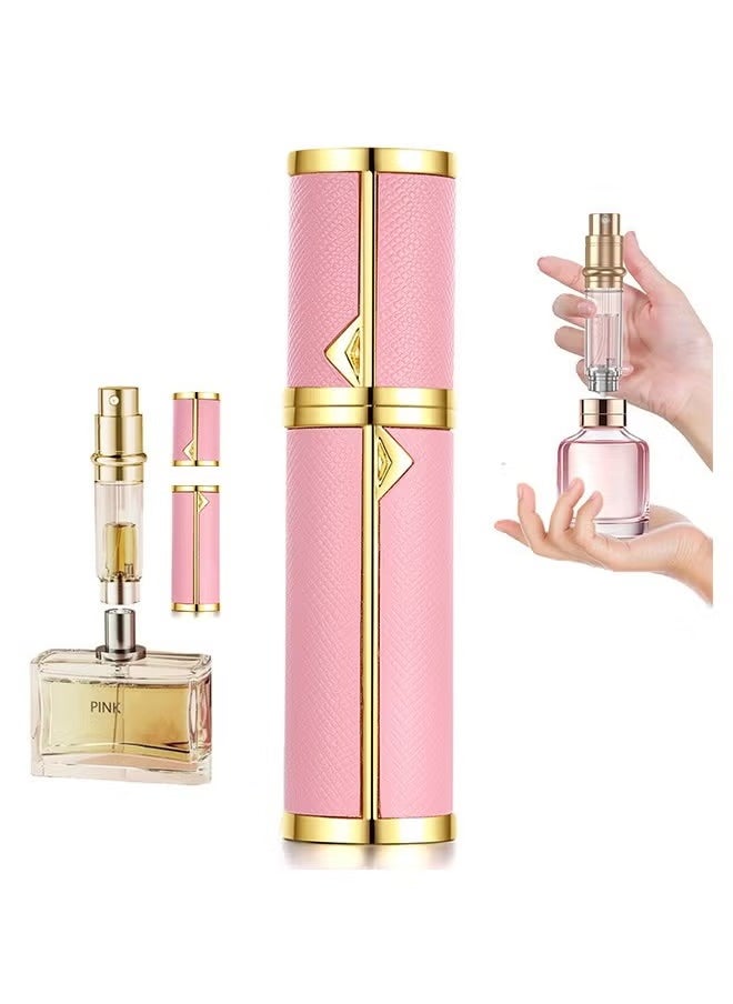 Perfume Bottles Empty Refill, Perfume Atomizer, Refillable Portable Mini Perfume Atomizer, Perfume Spray bottle Atomizer for Travel, Leaking Proof, Luxury Leather, 5ml (Pink)