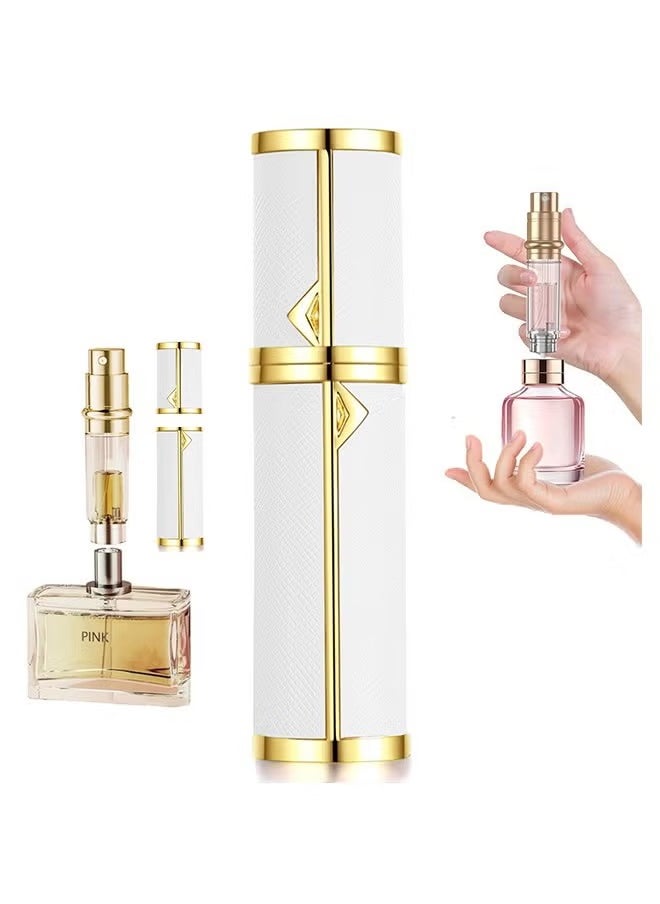 Perfume Bottles Empty Refill, Perfume Atomizer, Refillable Portable Mini Perfume Atomizer, Perfume Spray bottle Atomizer for Travel, Leaking Proof, Luxury Leather, 5ml (White)