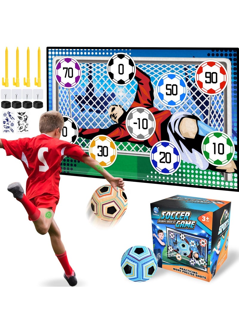 Football Game Set for 3 4 5 6 7 8 Years Old Kids Indoor Outdoor Yard Football Goal with Velcro Balls Birthday Gift for Boys Girls