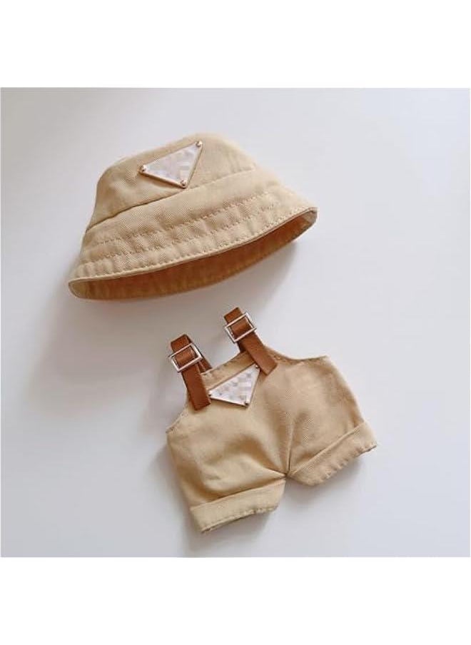 Clothes Set for Labubu Doll, Hat and Overalls Outfit Set for Labubu 17cm Accessories, Cute Stylish Clothing Suit for Doll Dress up (Style C)