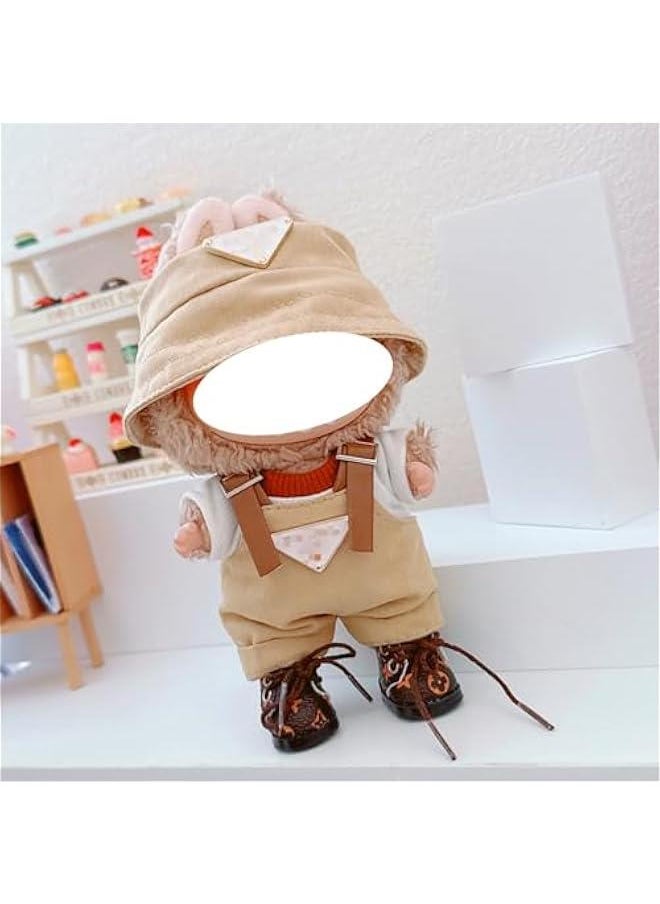 Clothes Set for Labubu Doll, Hat and Overalls Outfit Set for Labubu 17cm Accessories, Cute Stylish Clothing Suit for Doll Dress up (Style C)