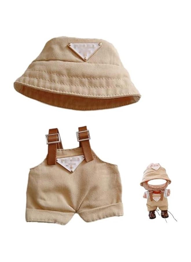 Clothes Set for Labubu Doll, Hat and Overalls Outfit Set for Labubu 17cm Accessories, Cute Stylish Clothing Suit for Doll Dress up (Style C)