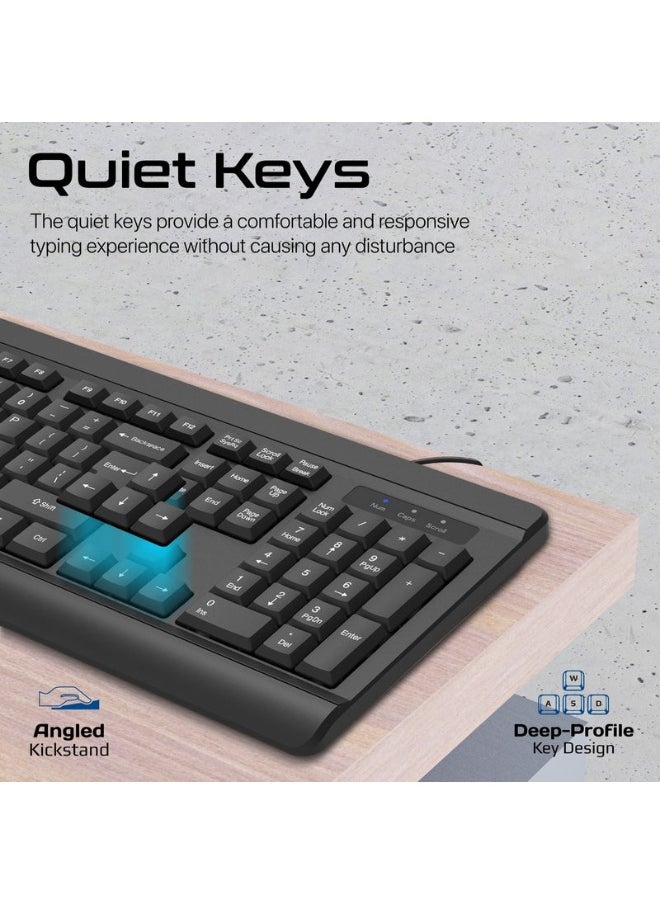 Promate Combo-CM6 Quiet Keys Wired Keyboard and 1200 DPI Mouse