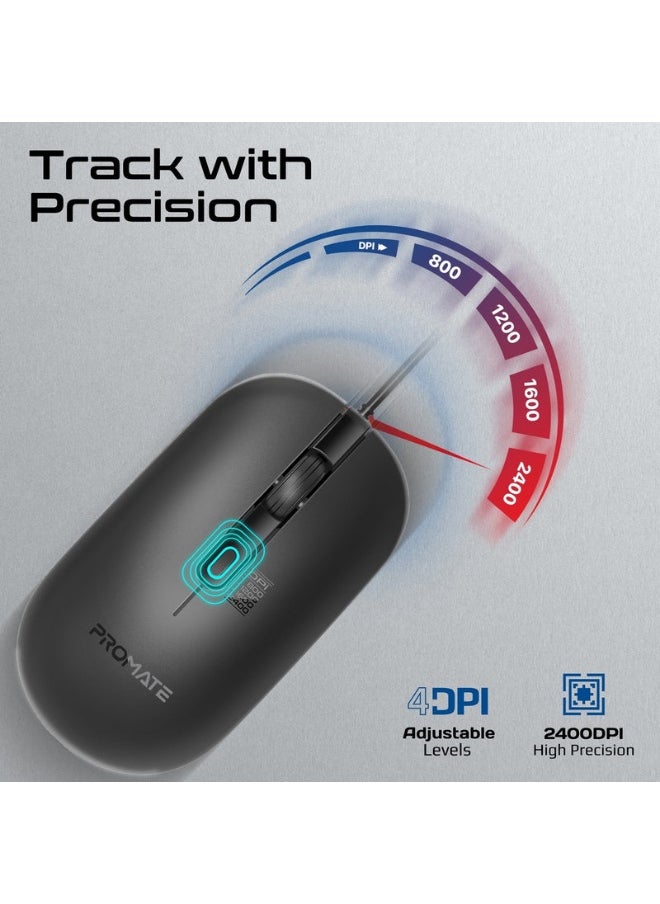 Promate combo-cm5 Ergonomic Wired Slim Keyboard with Palm Rest and 2400 DPI Mouse