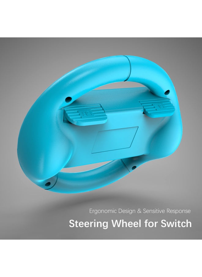 Nintendo Switch OLED Joy-con Steering Wheel Switch Handle Steering Wheel Bracket Grip-Product Color:Red + Blue