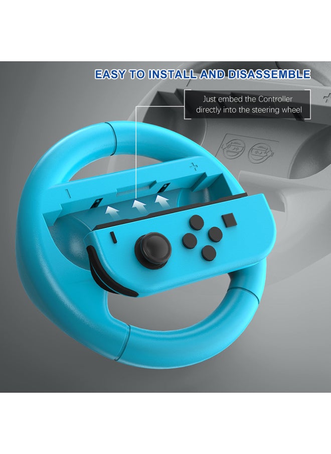 Nintendo Switch OLED Joy-con Steering Wheel Switch Handle Steering Wheel Bracket Grip-Product Color:Red + Blue