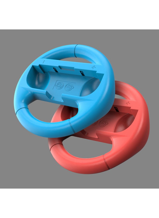 Nintendo Switch OLED Joy-con Steering Wheel Switch Handle Steering Wheel Bracket Grip-Product Color:Red + Blue