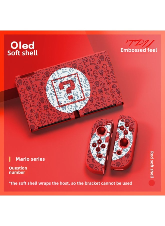 Nintendo Switch Oled TPU Matte Protective Case Embossed Color Printing Split Soft Case-Product Color:Mario Question
