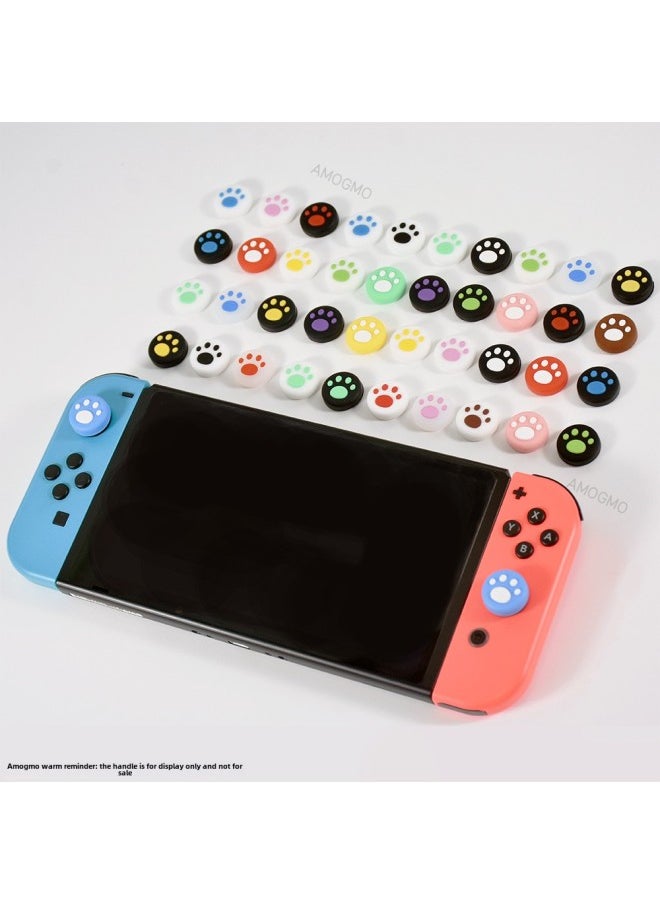 Suitable For Nintendo Switch Handle Rocker Cat Claw Silicone Rocker Protective Cover Lite Cat Claw Rocker Cover-Product Color:1 White Cat Paw On Blue Background