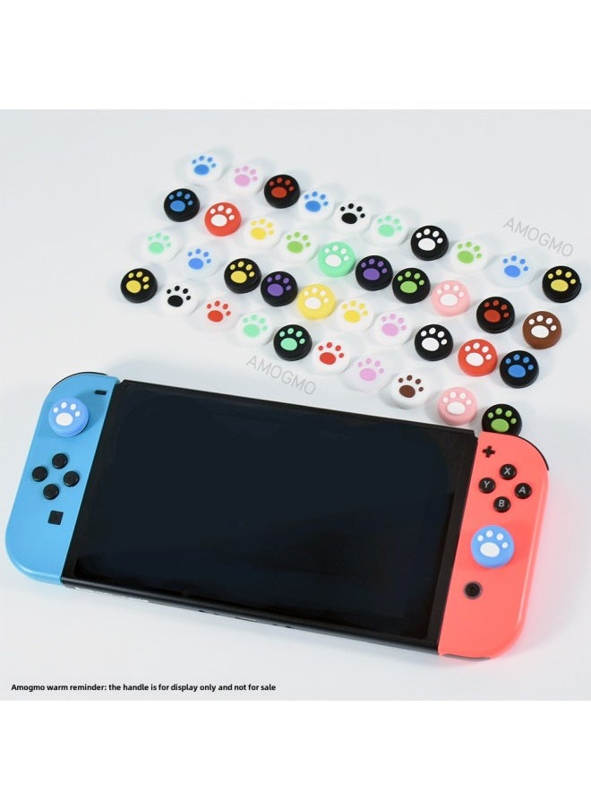 Suitable For Nintendo Switch Handle Rocker Cat Claw Silicone Rocker Protective Cover Lite Cat Claw Rocker Cover-Product Color:1 White Cat Paw On Blue Background