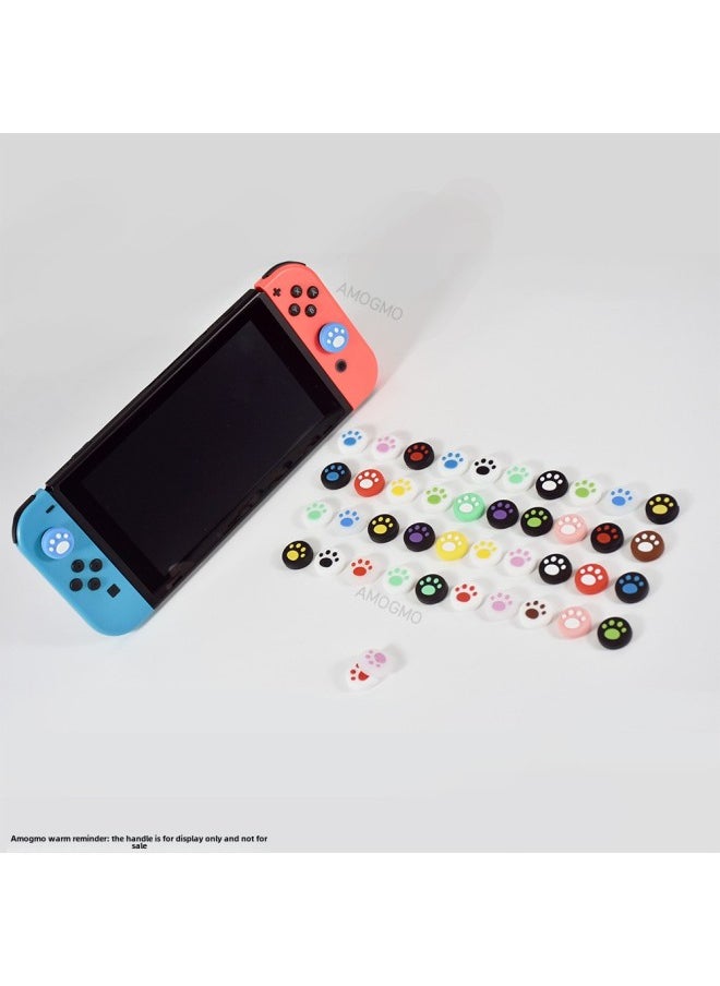 Suitable For Nintendo Switch Handle Rocker Cat Claw Silicone Rocker Protective Cover Lite Cat Claw Rocker Cover-Product Color:1 White Cat Paw On Blue Background