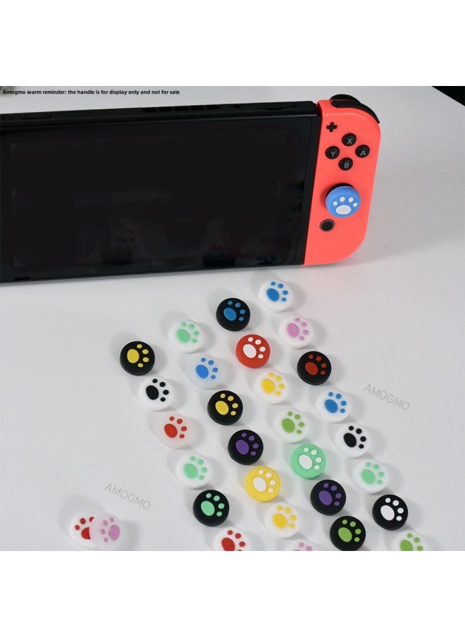 Suitable For Nintendo Switch Handle Rocker Cat Claw Silicone Rocker Protective Cover Lite Cat Claw Rocker Cover-Product Color:1 White Cat Paw On Blue Background