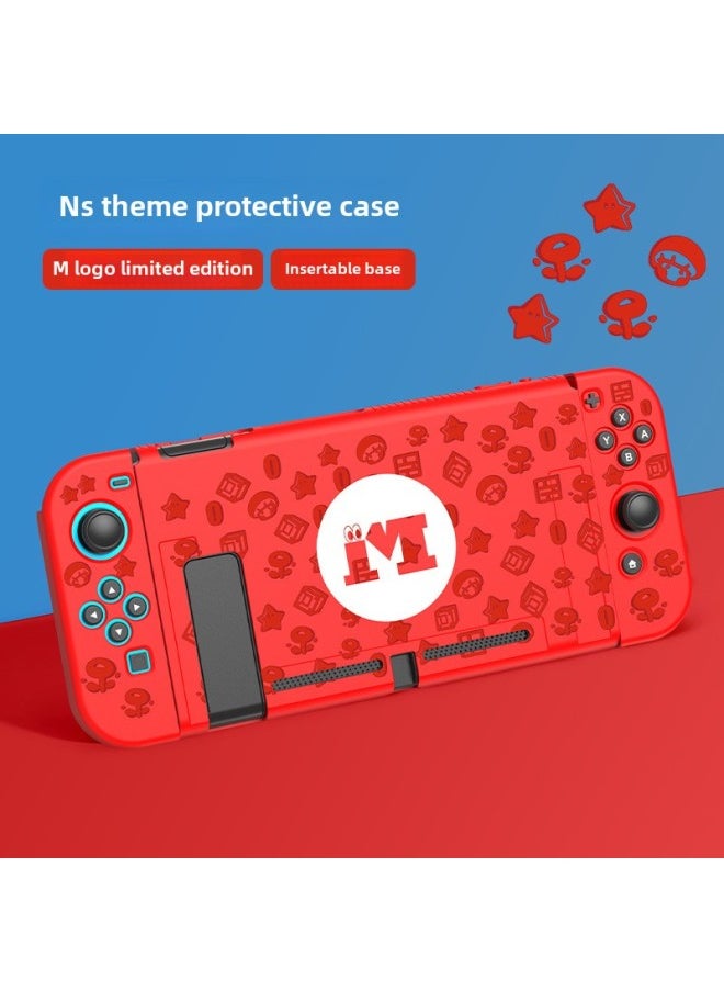 Nintendo Switch Protective Case NS Silicone Case Swicholed Protective Case Case Frosted Handle All-inclusive Soft-Product Color:Default-Model:NS Silicone Soft Shell-[Mario Medal]]