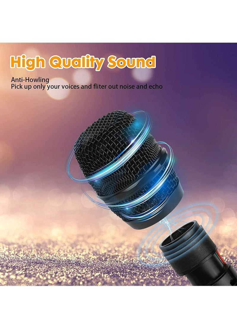 Wireless Unidirectional Microphone HAndheld Mic With Receiver 1/4 Output For Conference/Weddings/Church/Stage/Party/Karaoke, (Duel Cordless) (Black)